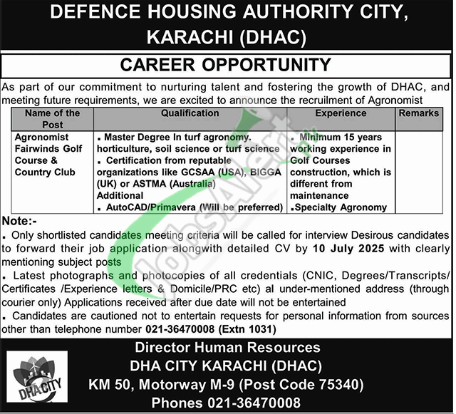 DHA Karachi Careers