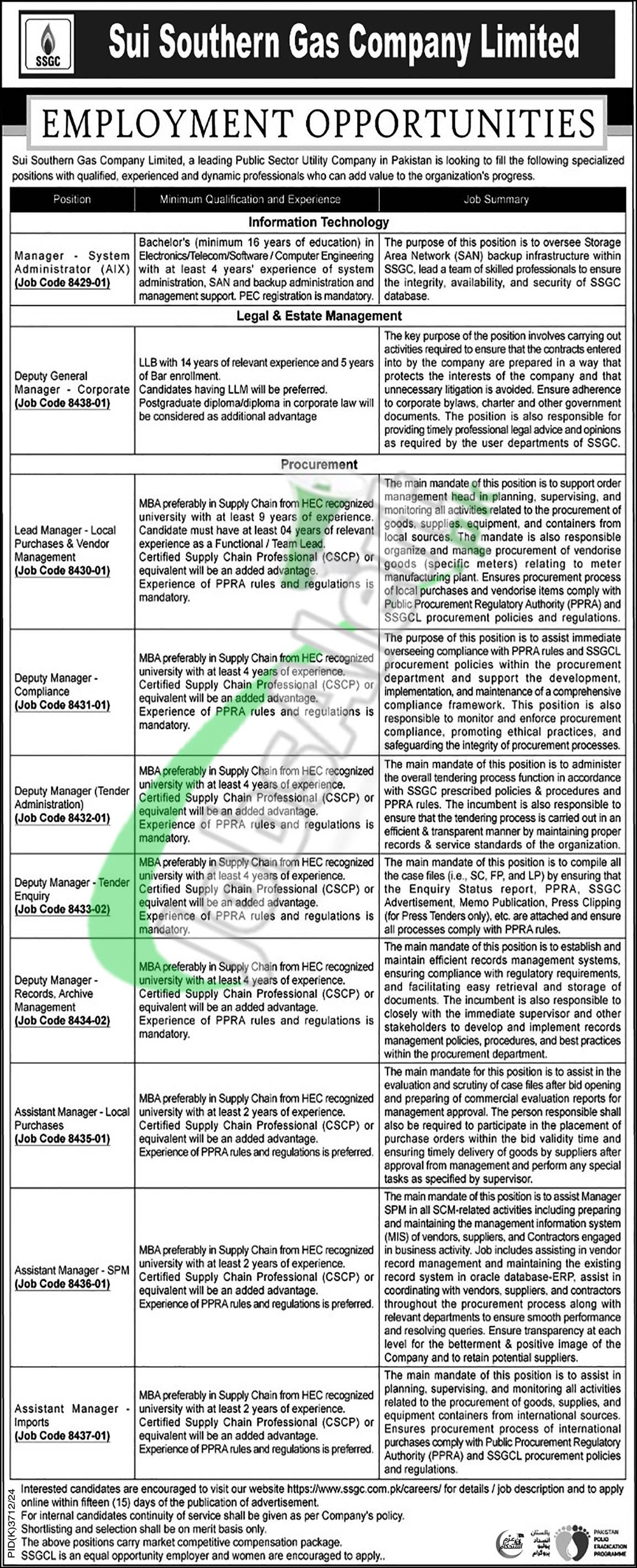 SSGC Jobs