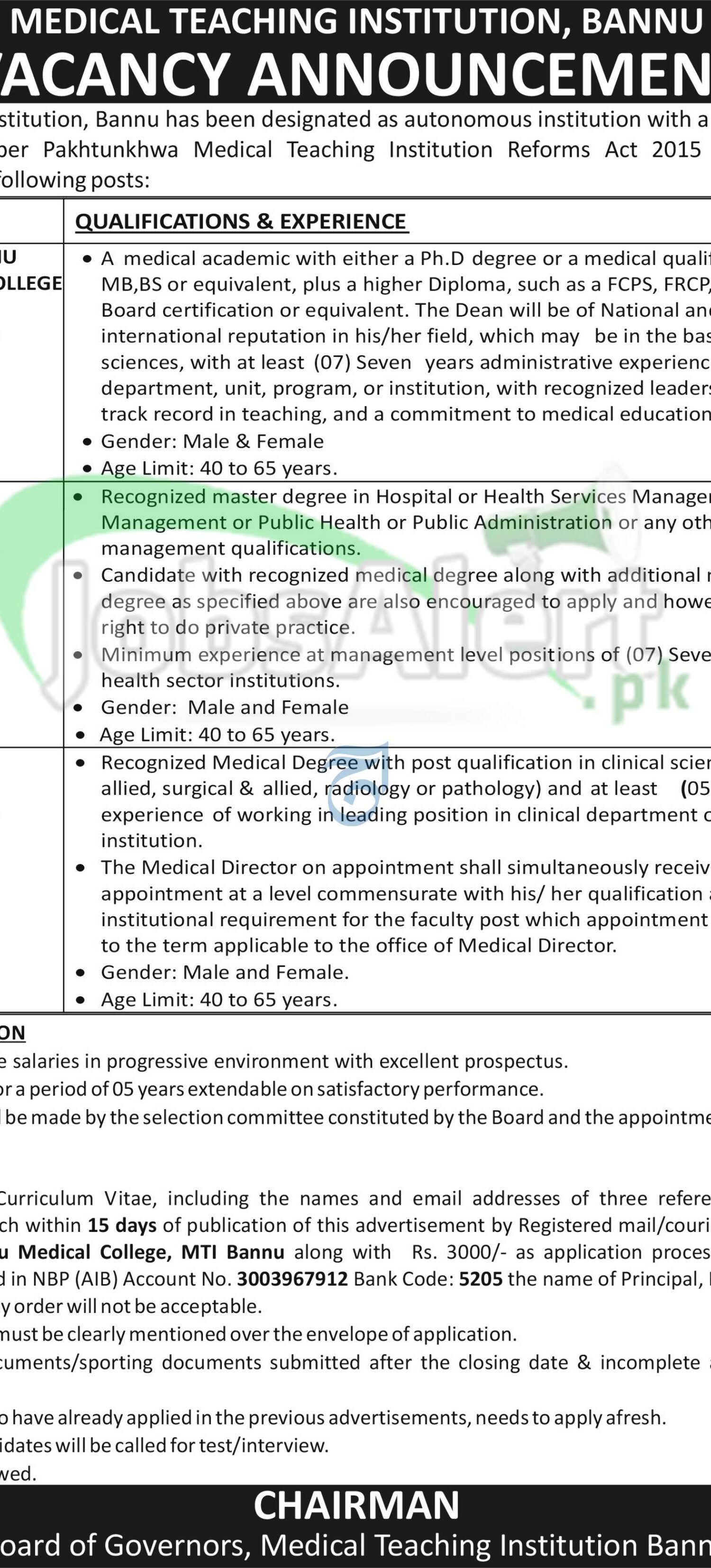 Medical Teaching Institution Bannu Jobs