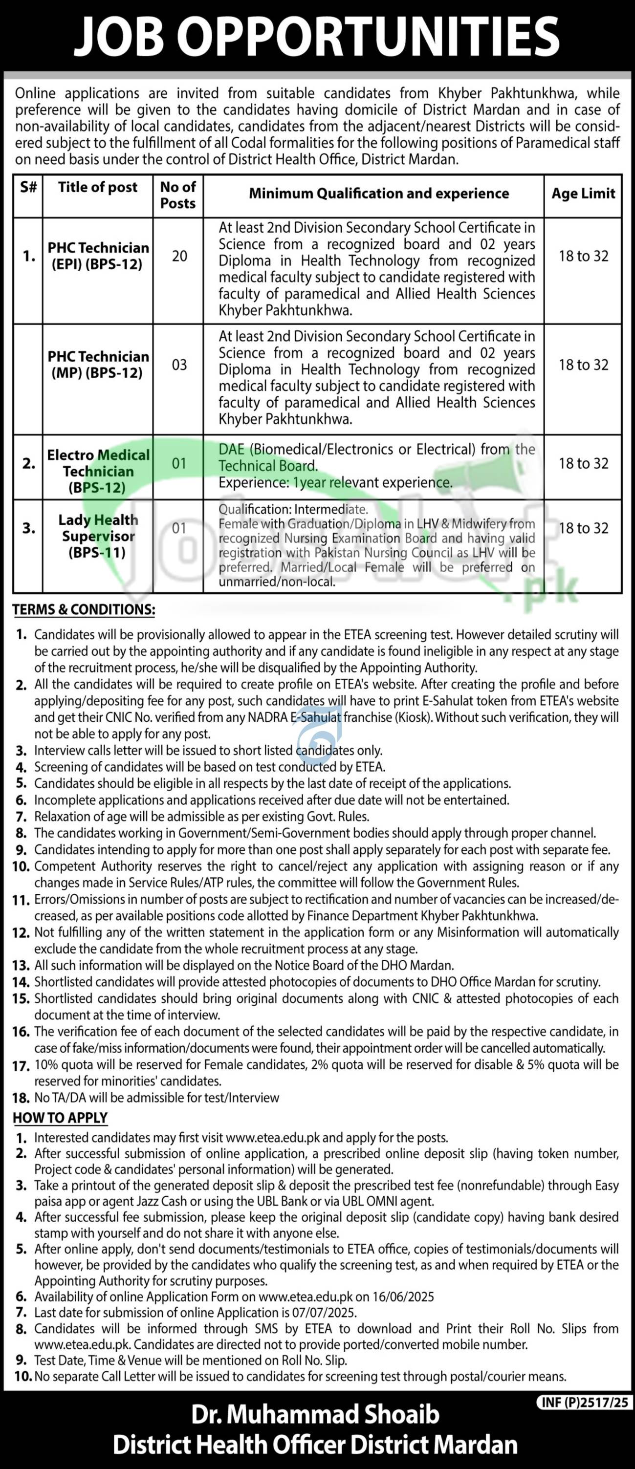 District Health Officer Mardan Jobs