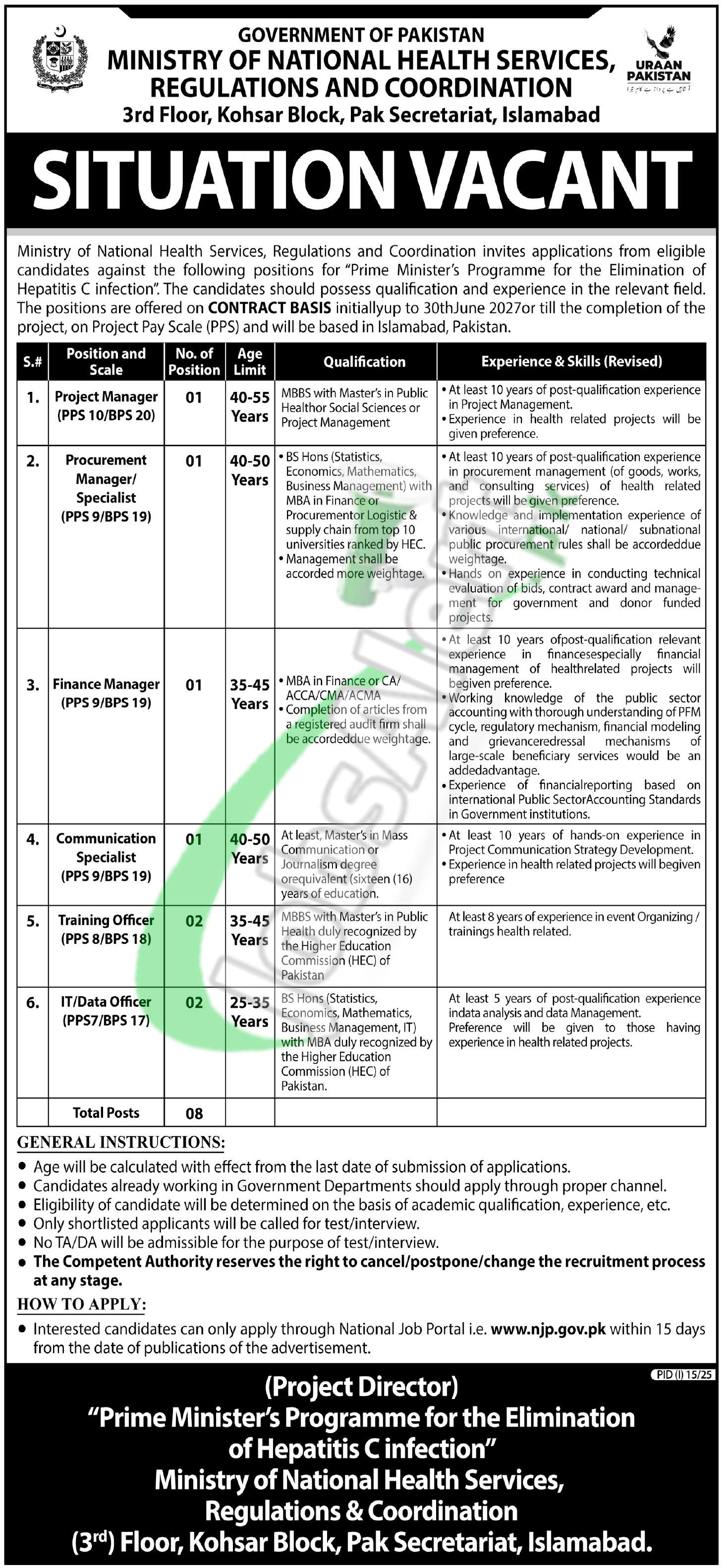 Ministry of National Health Services Jobs