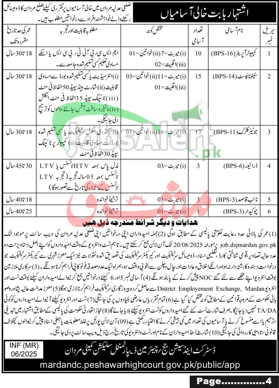 Session Court Mardan Jobs