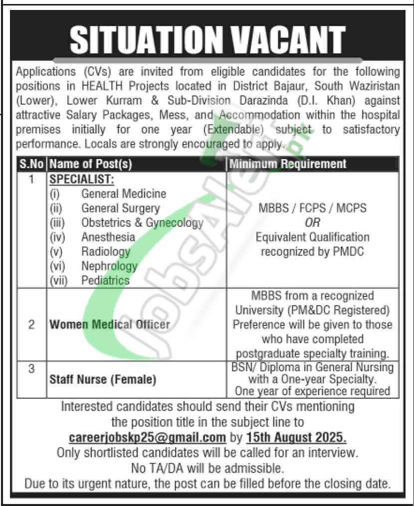 Health Department KPK Jobs