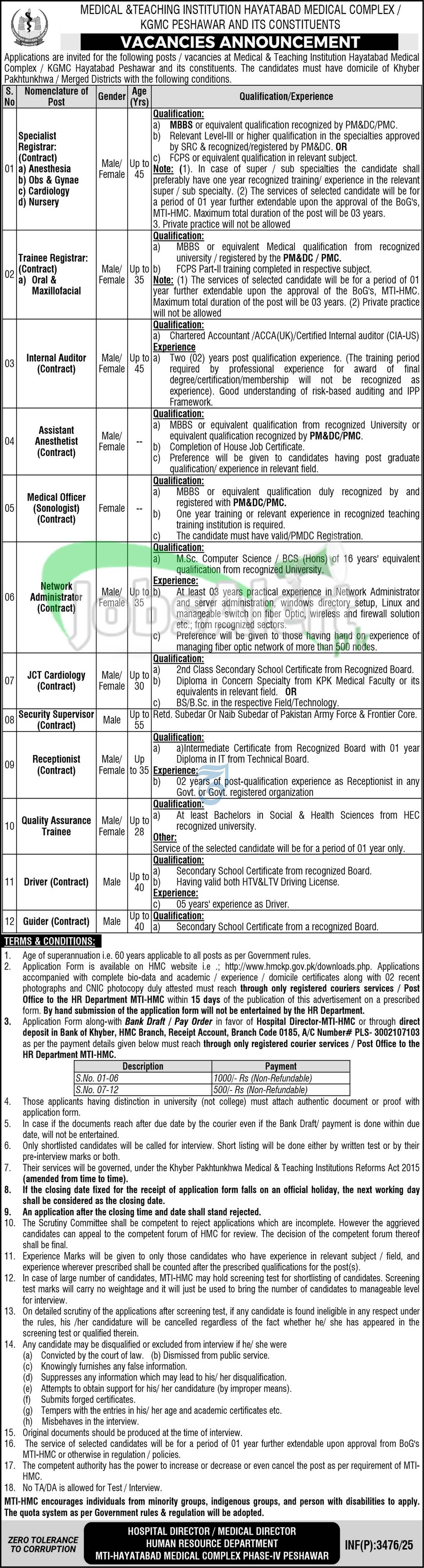Hayatabad Medical Complex Jobs