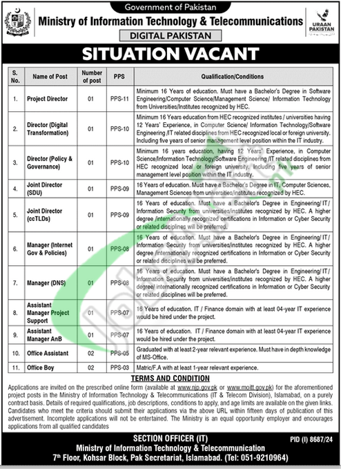 Ministry of Information Technology Jobs