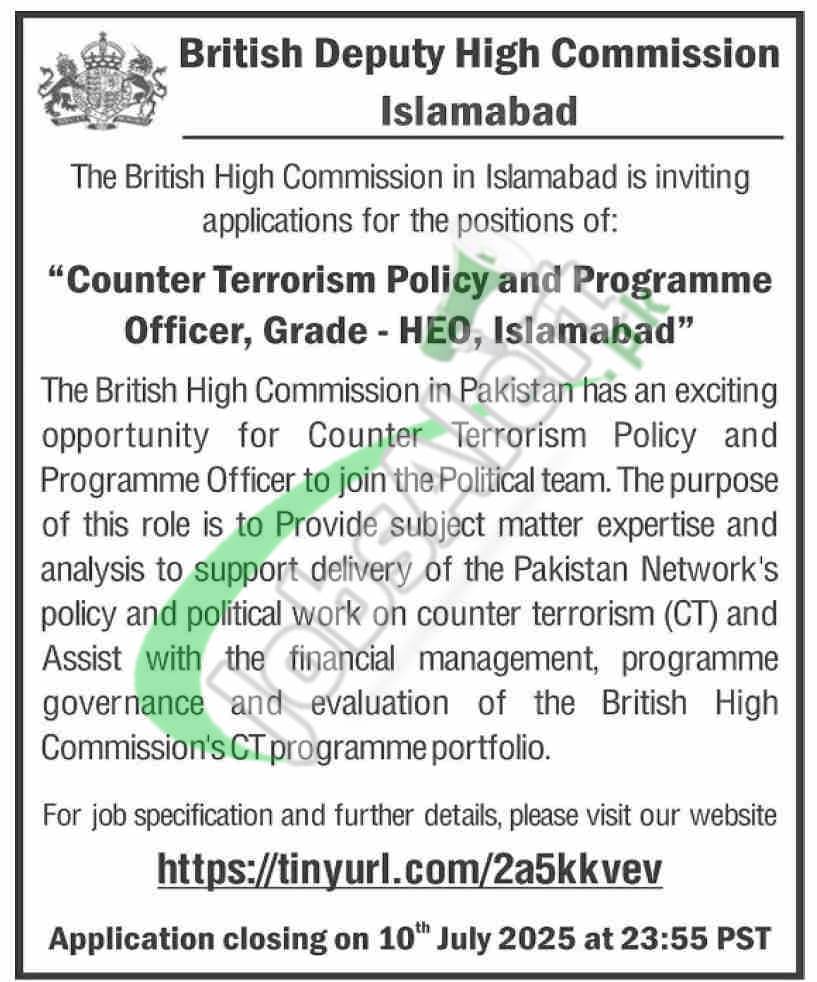 British High Commission Islamabad Jobs