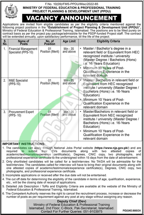 MOFEPT Jobs