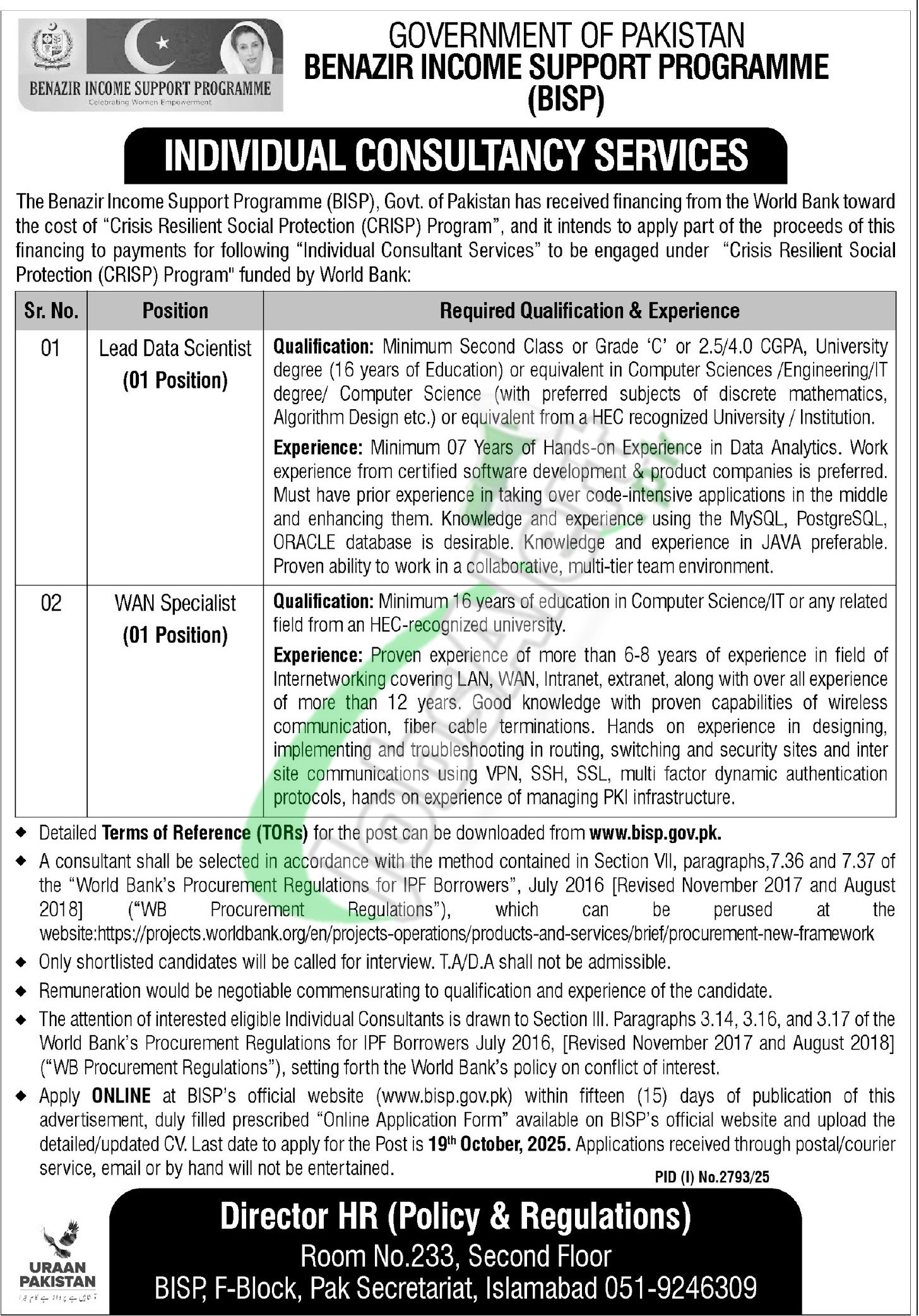 bisp.gov.pk careers