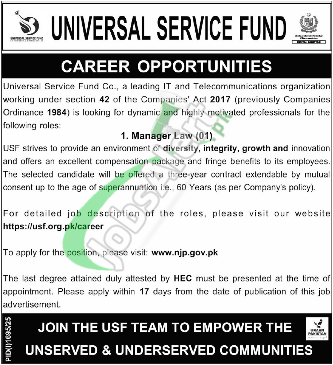 Universal Service Fund Jobs