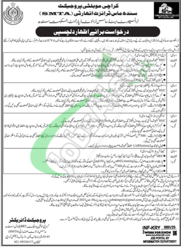 Sindh Mass Transit Authority Jobs