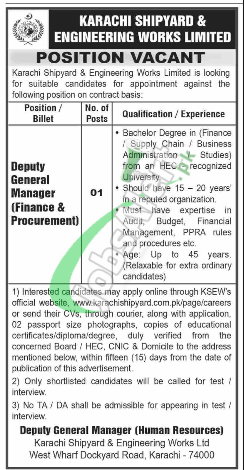 Karachi Shipyard and Engineering Works Careers
