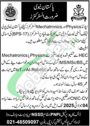Pak Navy Civilian Instructor Jobs