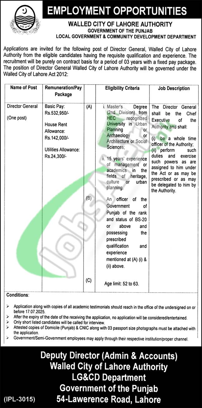 Walled City Lahore Jobs