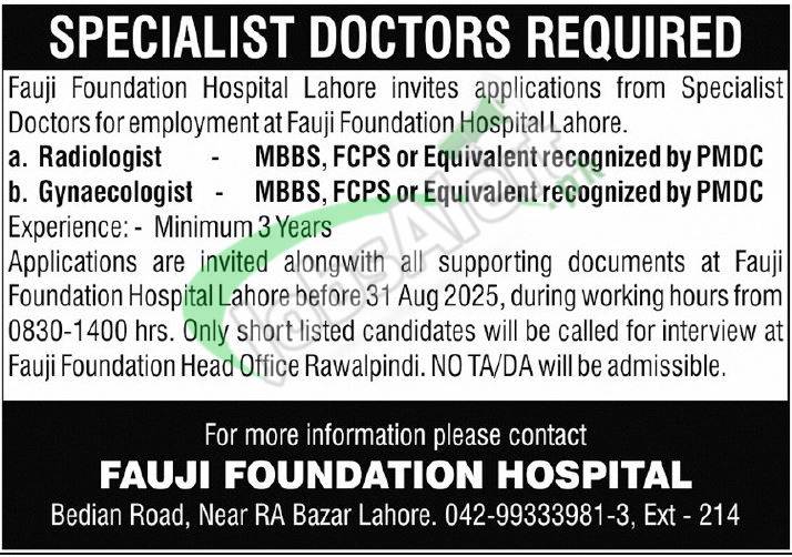 Fauji Foundation Jobs
