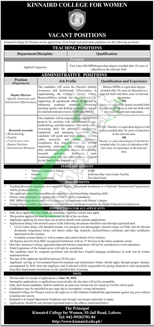 Kinnaird College Jobs