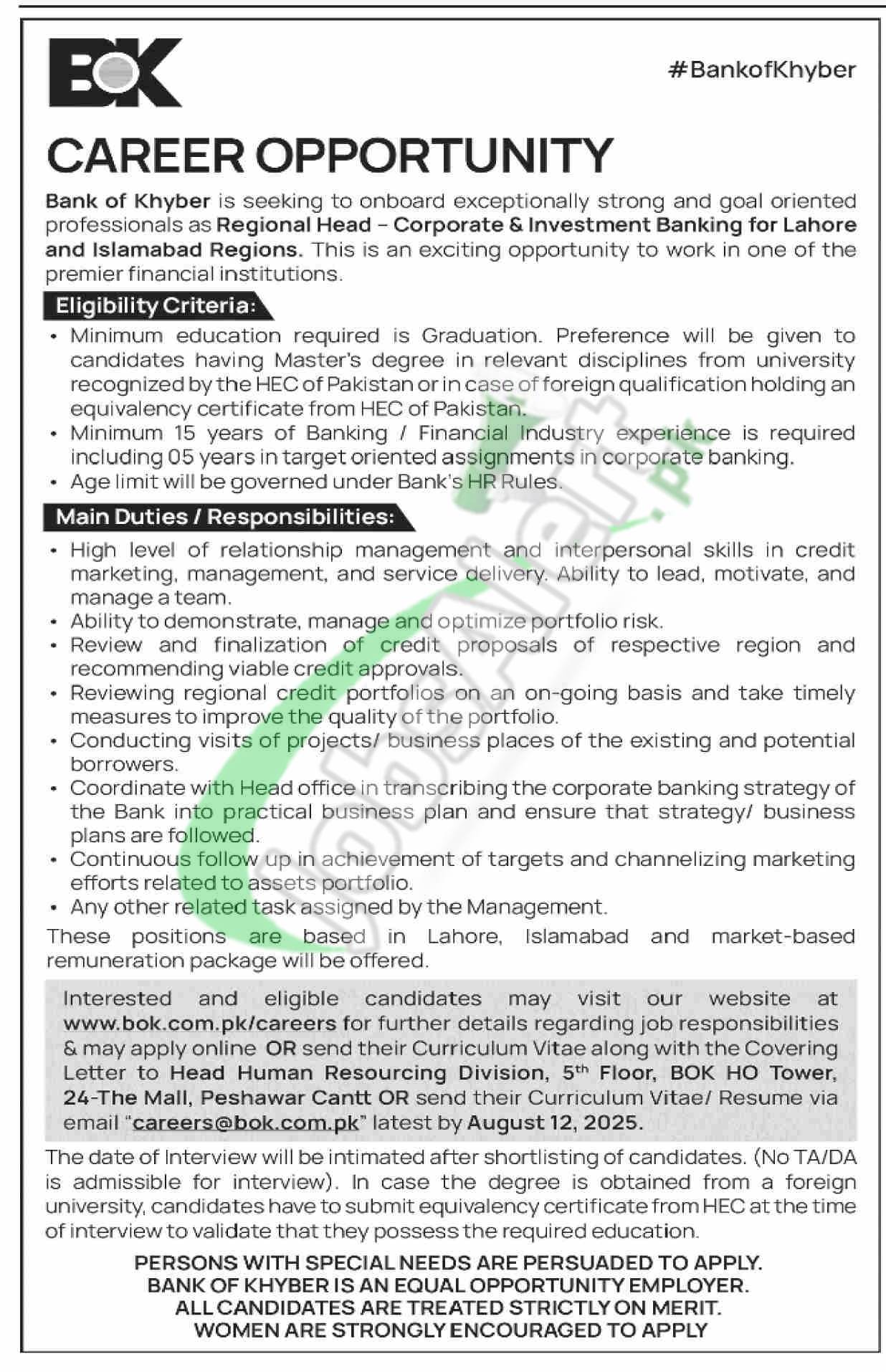 BOK Regional Head Jobs