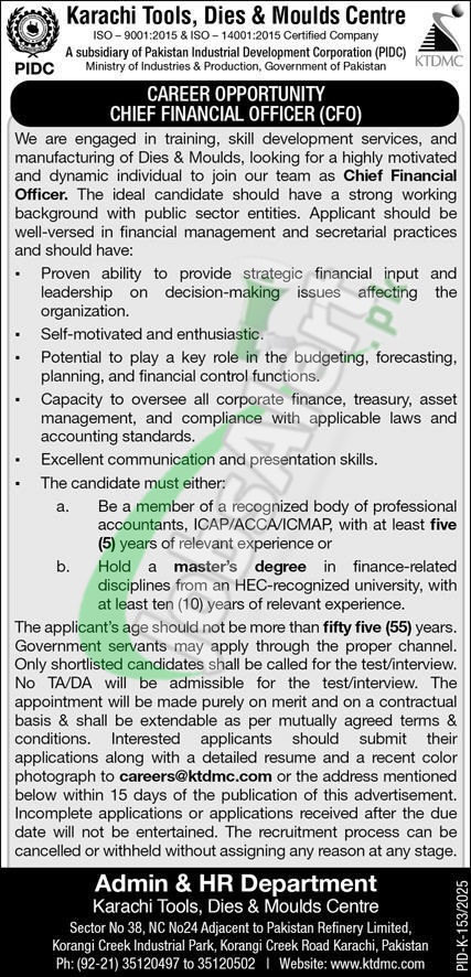 Karachi Tools Dies and Moulds Centre Jobs