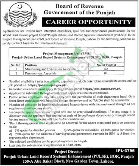 Board of Revenue Punjab Jobs