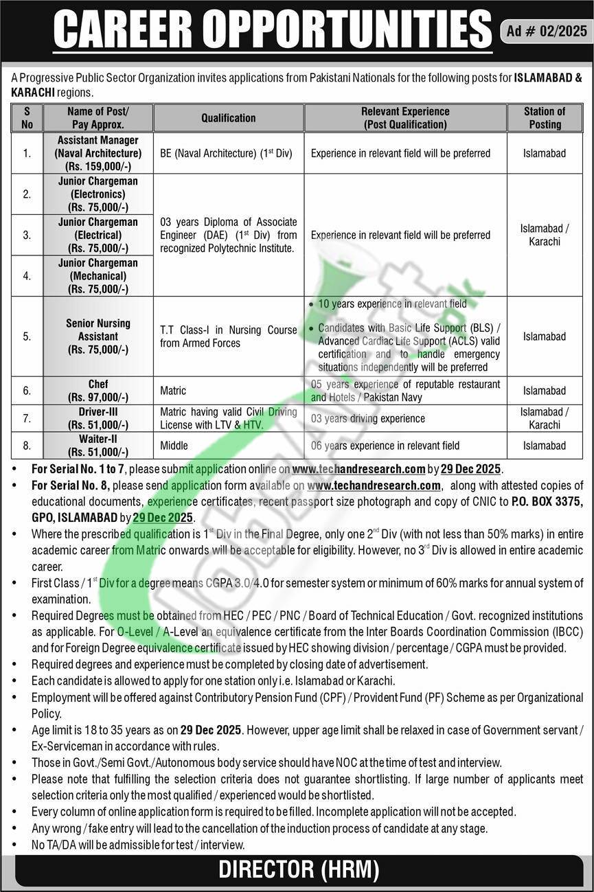 Tech and Research Jobs 2025 Latest Advertisement Tech and Research Jobs