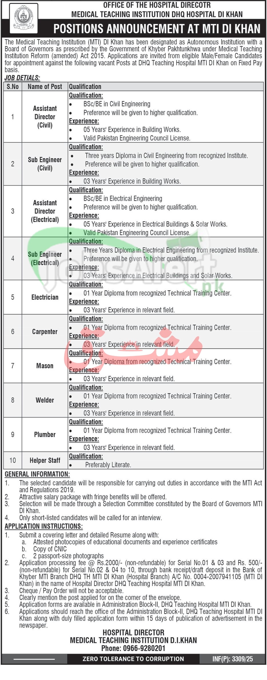 MTI DI Khan Jobs