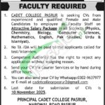 Cadet College Pasrur Jobs 2025 Sialkot Latest Career Opportunities Cadet College Pasrur Jobs