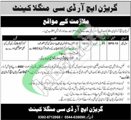 Garrison HRDC Mangla Jobs 2025 For BPS-15 Latest Vacancies Garrison HRDC Mangla Jobs