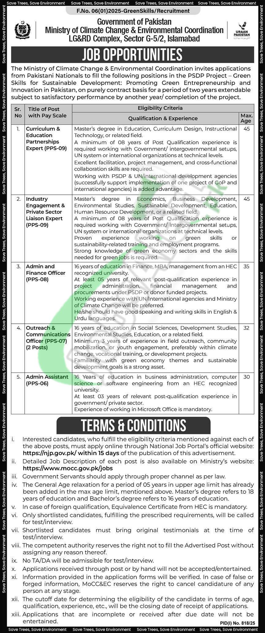 Ministry of Climate Change Jobs