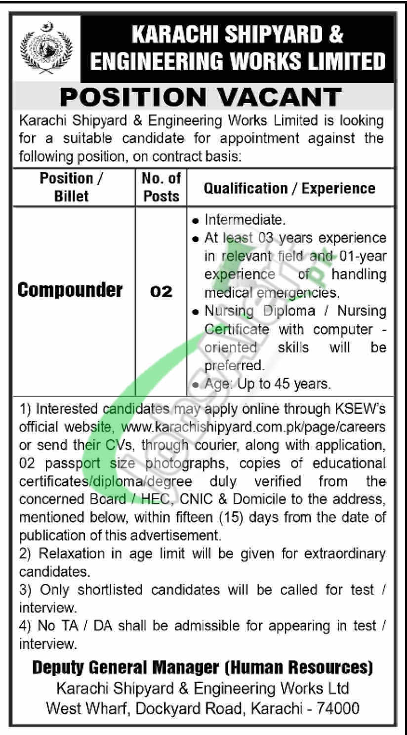 Karachi Shipyard Jobs