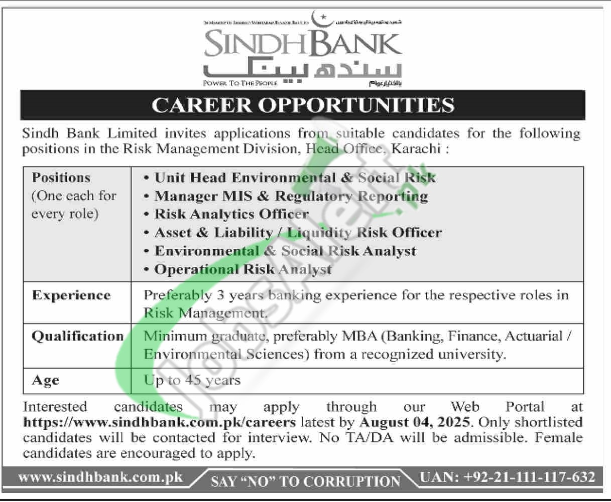 Sindh Bank Jobs