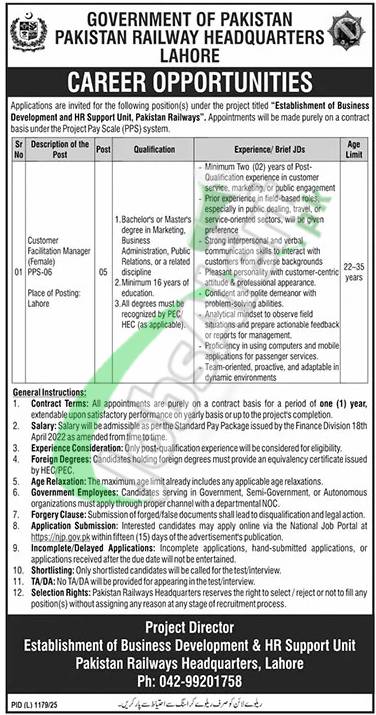 Pakistan Railways Headquarter Lahore Jobs