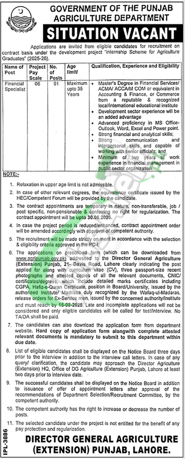 Agriculture Department Punjab Jobs