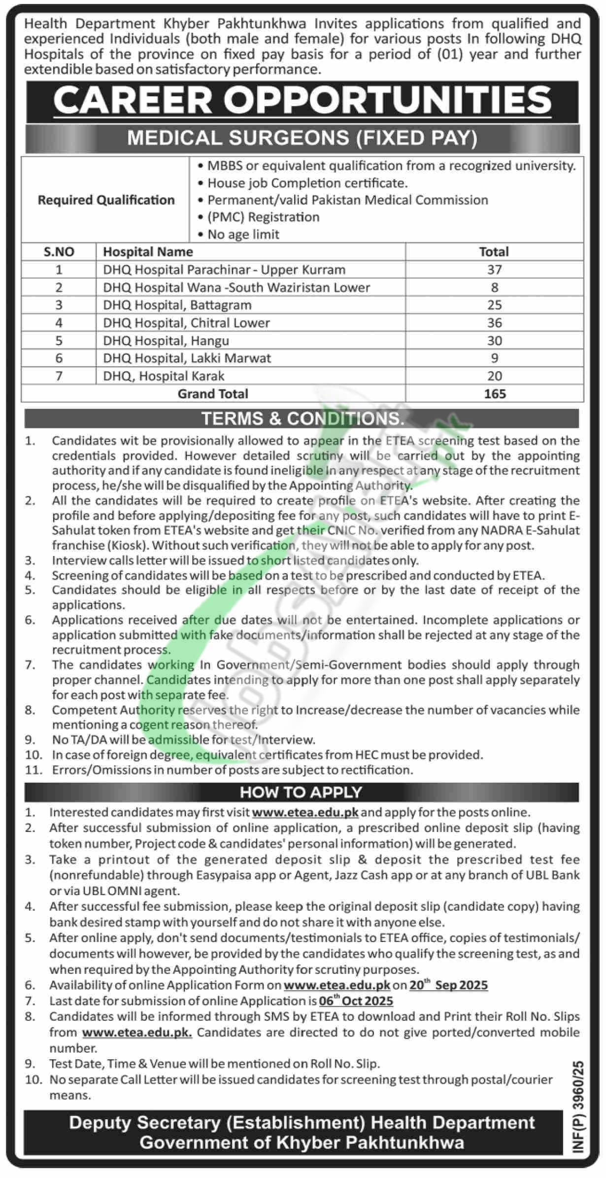 Health Department KPK Jobs 2025 Online Form Latest | www.etea.edu.pk Health Department KPK Jobs