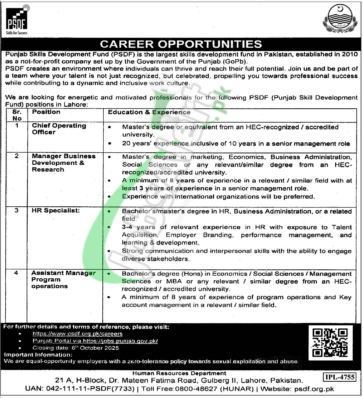 PSDF Jobs