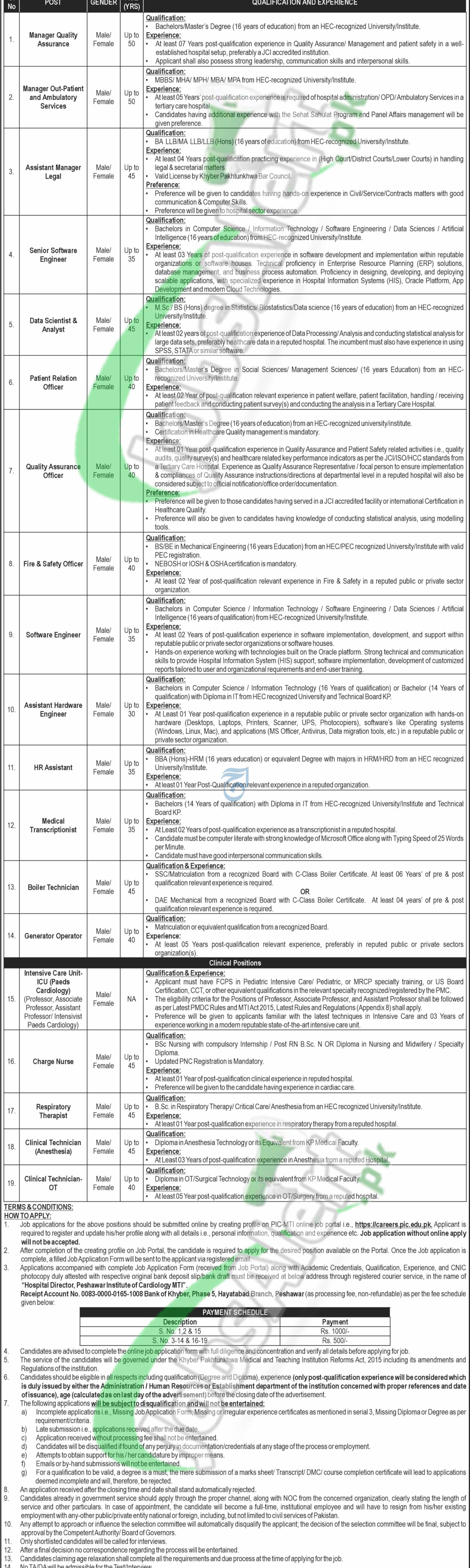 PIC Peshawar Jobs