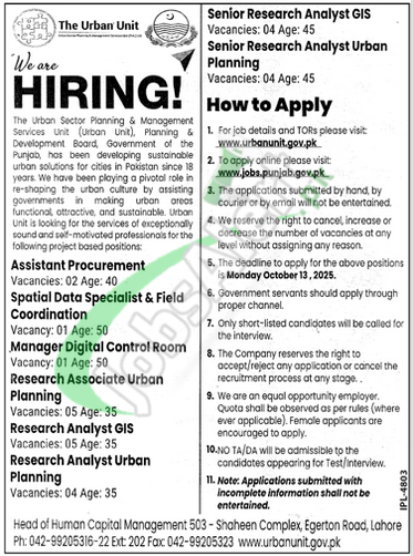 The Urban Unit Punjab Jobs
