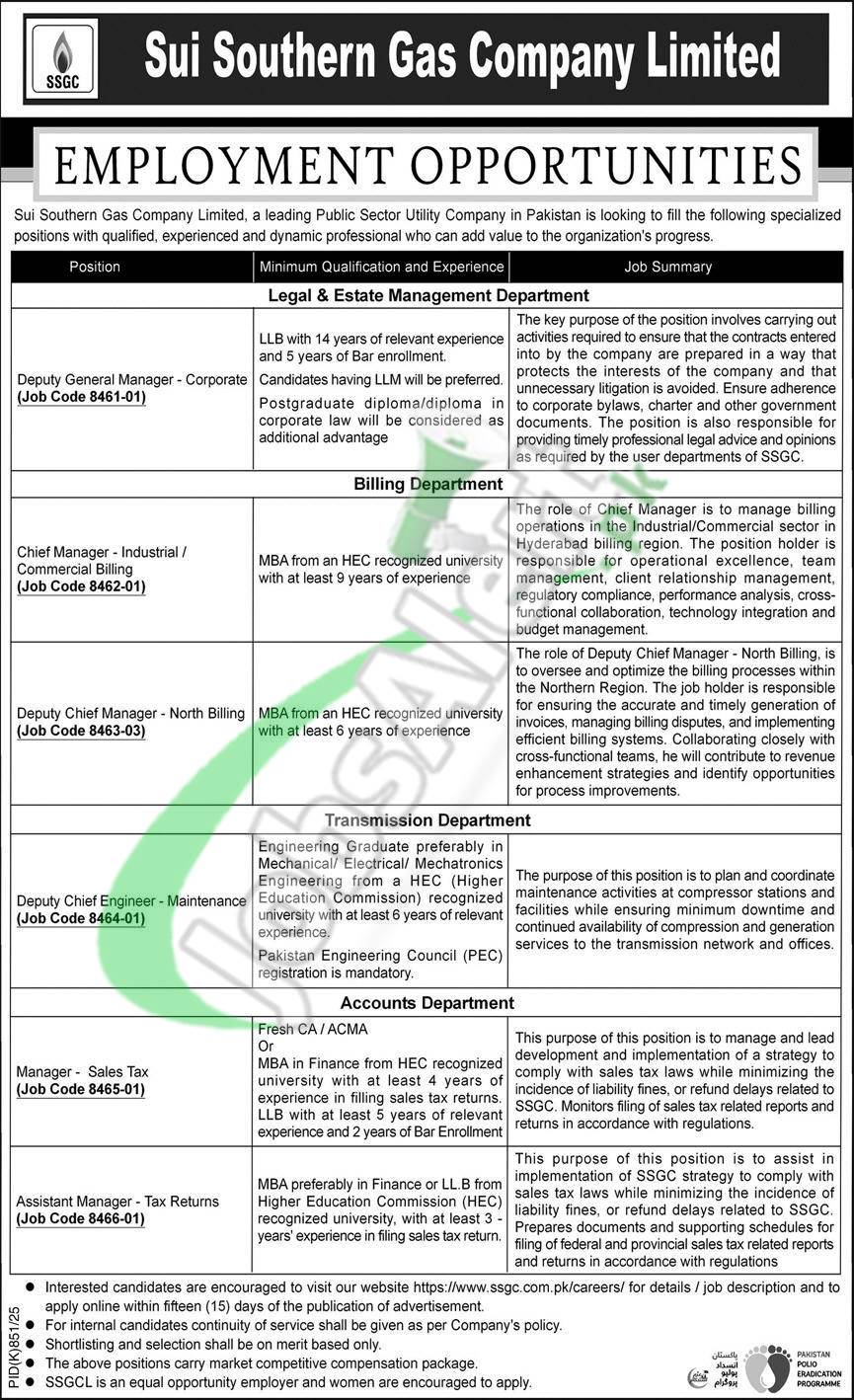 SSGC Jobs