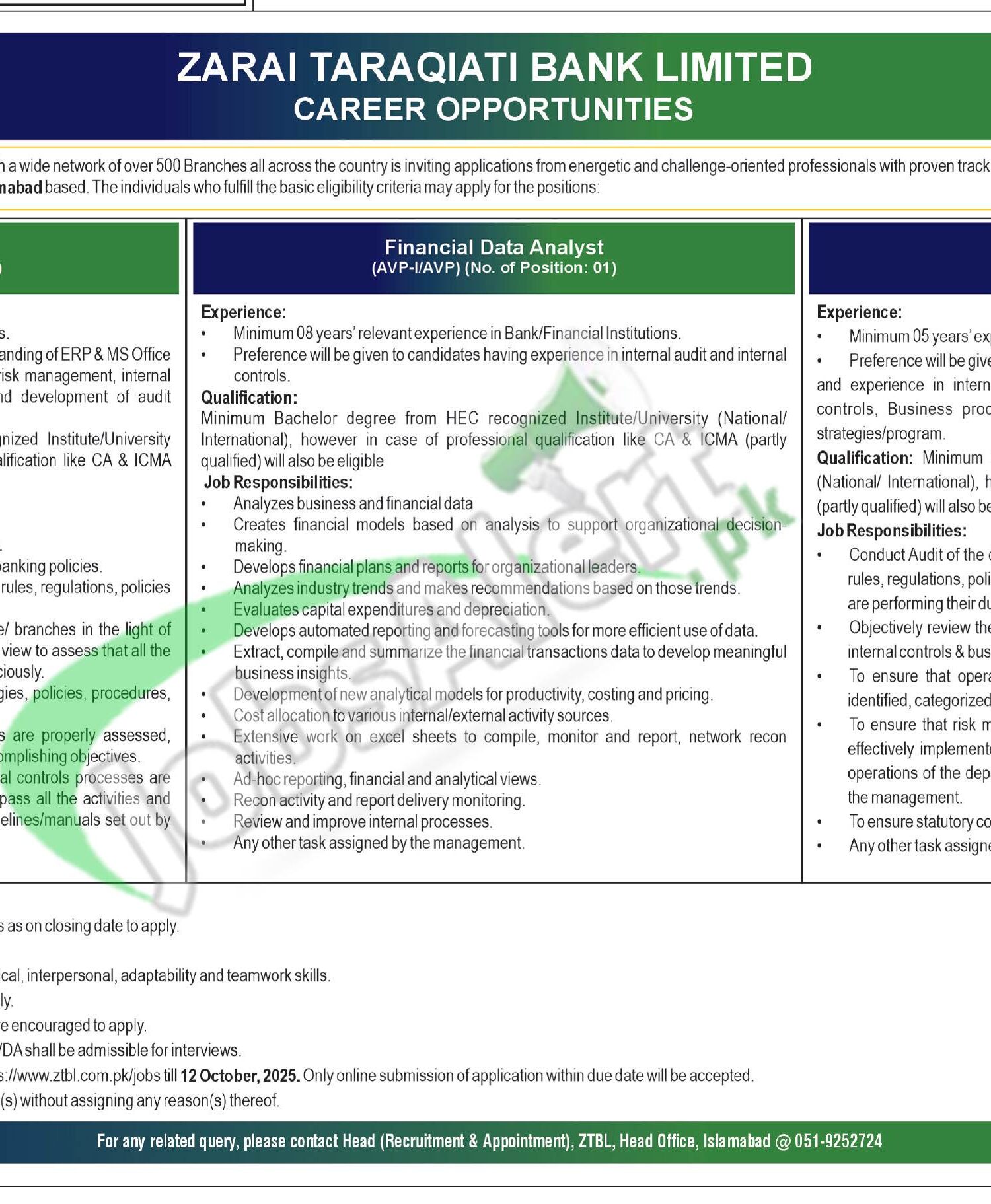 Join Zarai Taraqiati Bank Limited