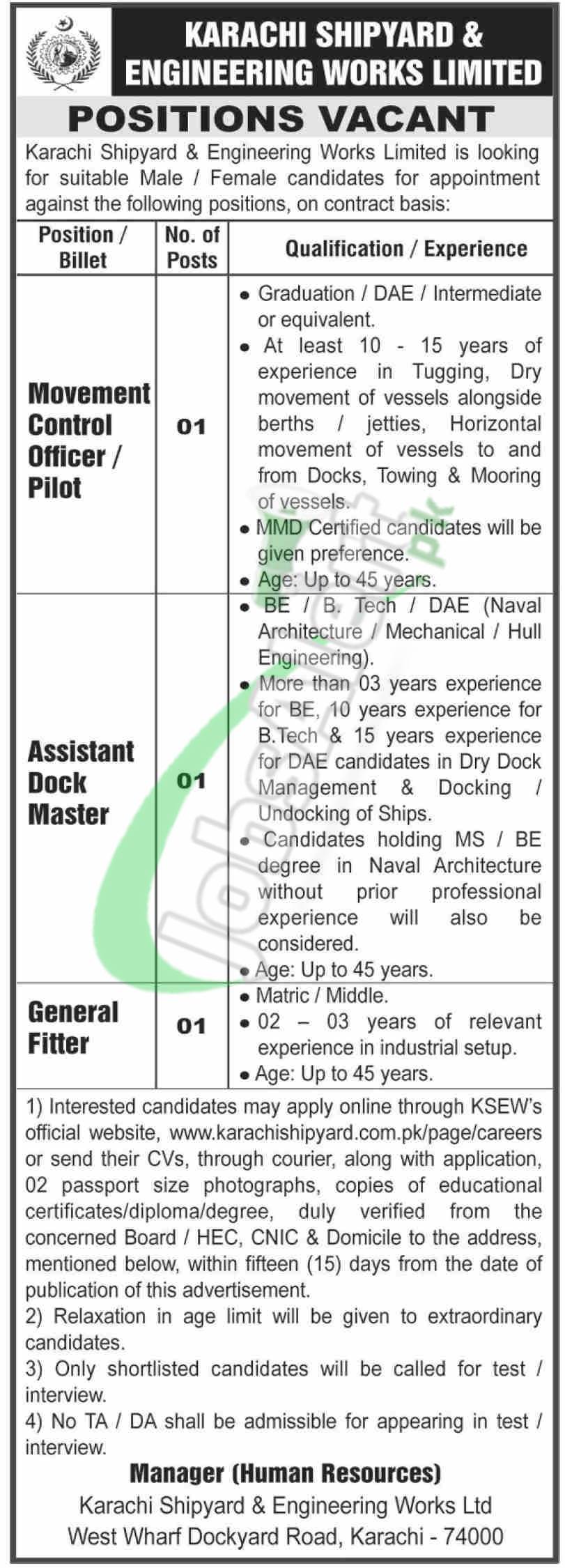 Karachi Shipyard Jobs
