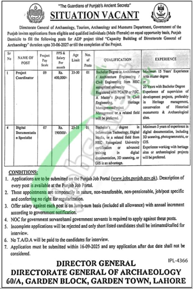 Tourism Archaeology and Museum Department Jobs