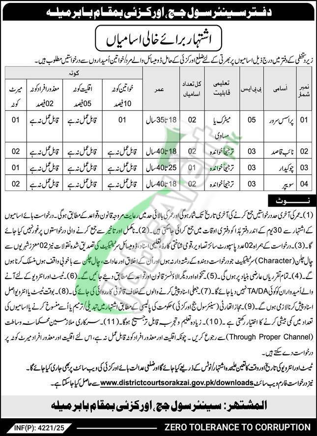Civil Court Orakzai Jobs