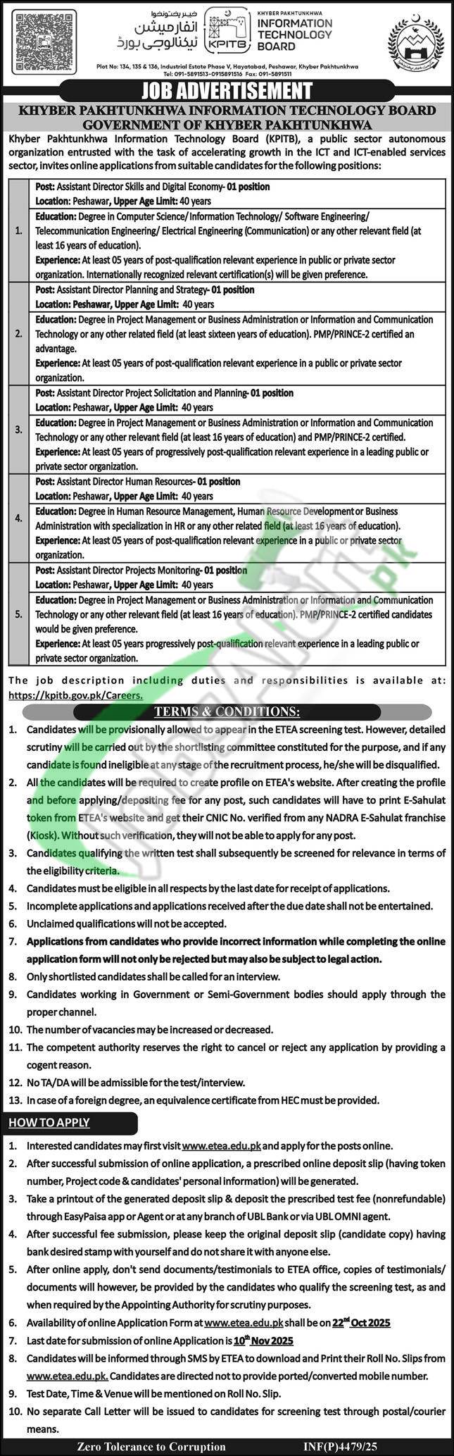KPK IT Board Jobs 2025 Apply Online www.kpitb.gov.pk Latest Advertisement KP IT Board Jobs