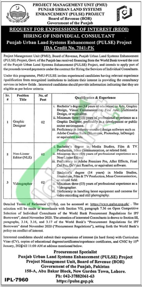 Online Apply Board of Revenue Punjab Jobs 2026 BOR Advertisement Board of Revenue Punjab Jobs