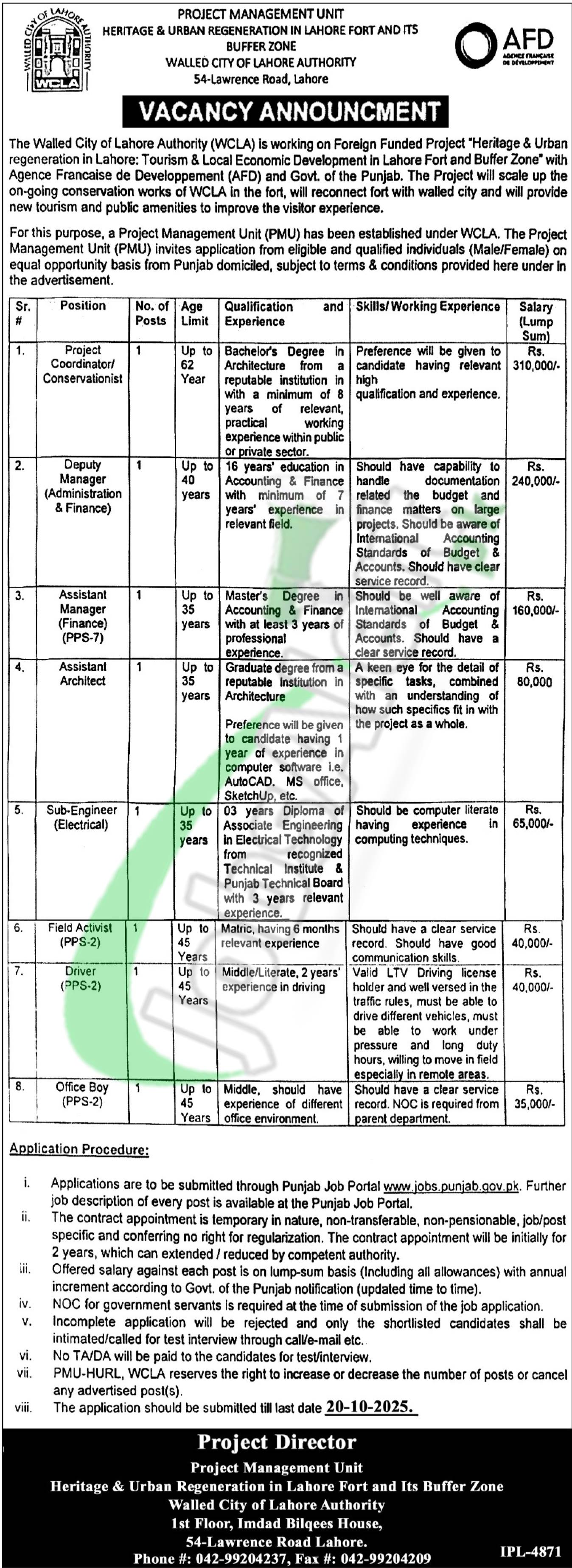Walled City Lahore Jobs