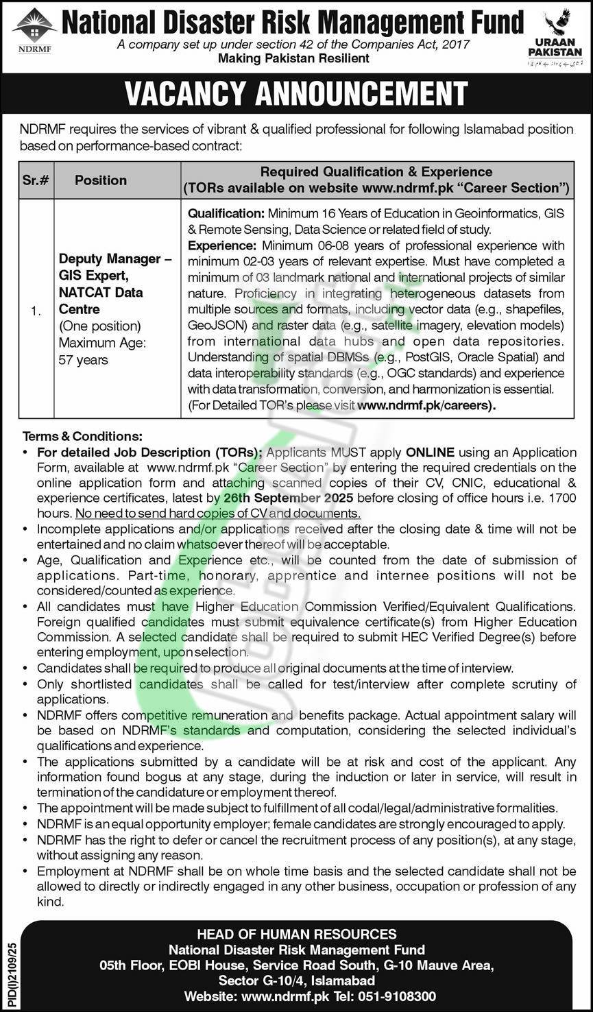 National Disaster Risk Management Fund Jobs