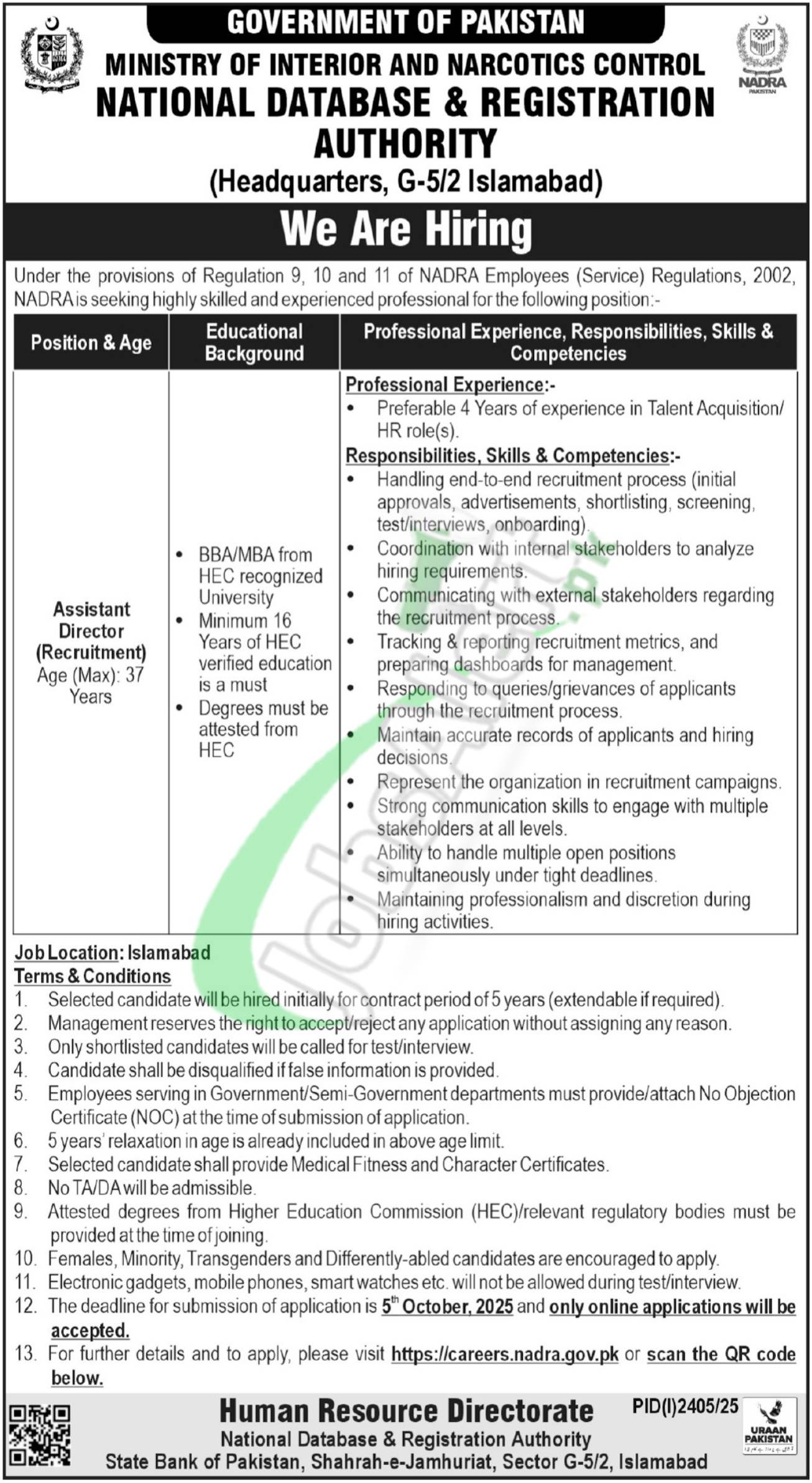 NADRA Islamabad Jobs