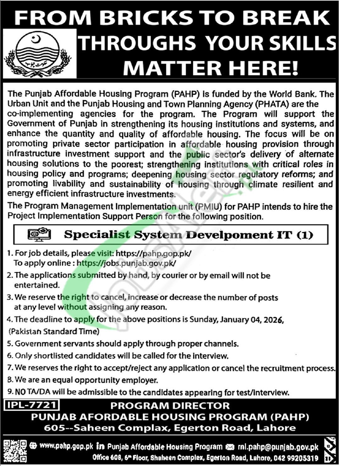 Latest Advertisement Punjab Housing and Town Planning Agency Careers 2026 Punjab Housing and Town Planning Agency Careers