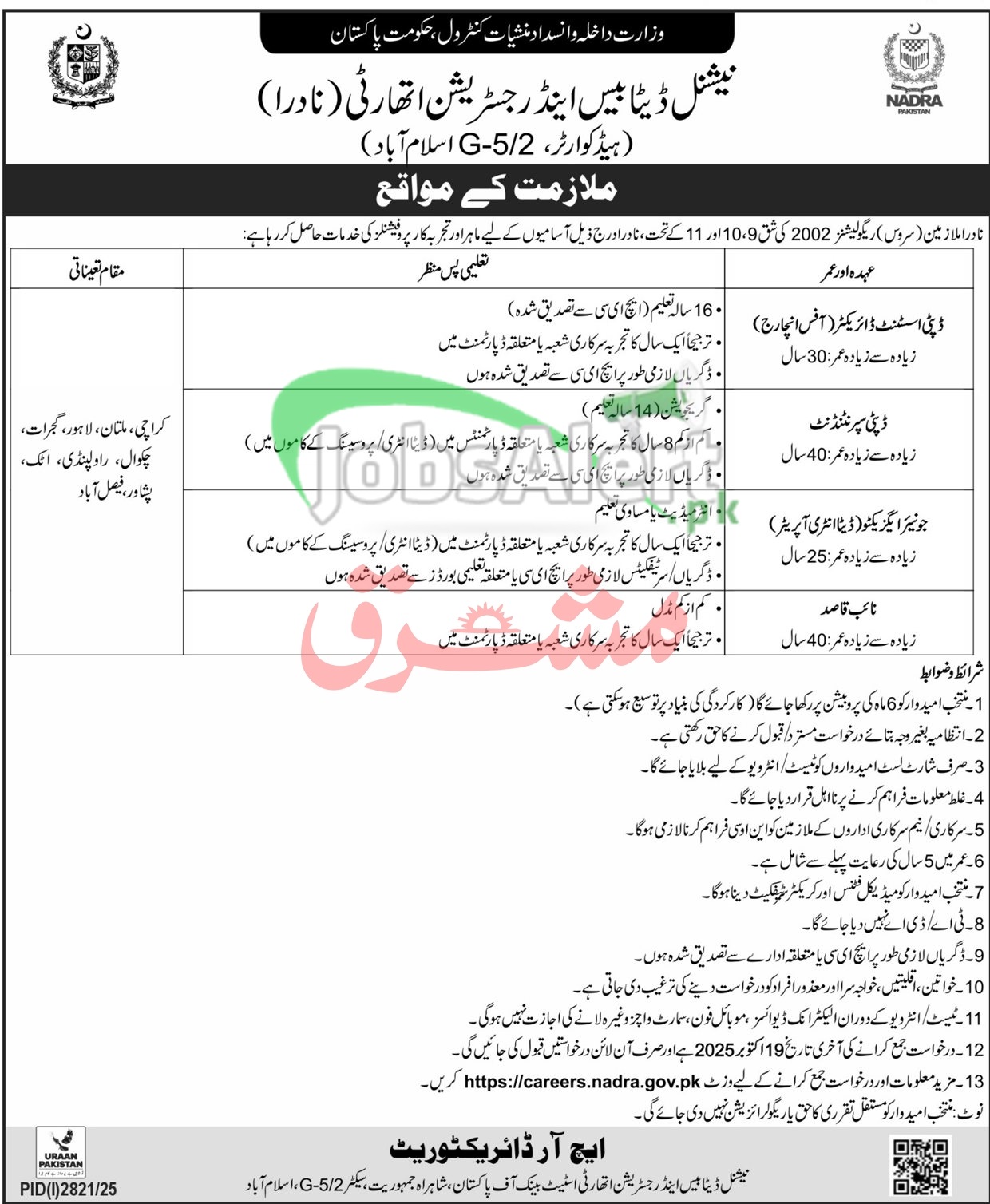 nadra assistant director