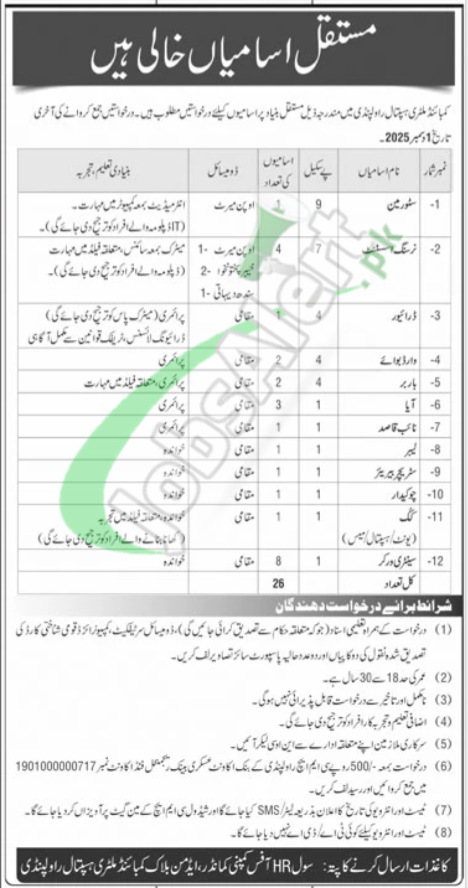 CMH Rawalpindi Jobs