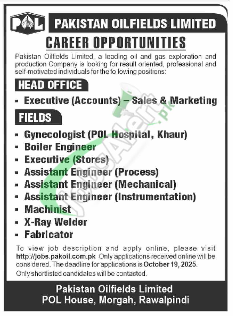 POL Jobs 2025 Apply Online jobs.pakoil.com.pk Pakistan Oilfields Limited POL Jobs