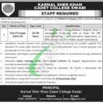 Karnal Sher Khan Cadet College Swabi Jobs 2025 Latest Advertisement Karnal Sher Khan Cadet College Swabi Jobs